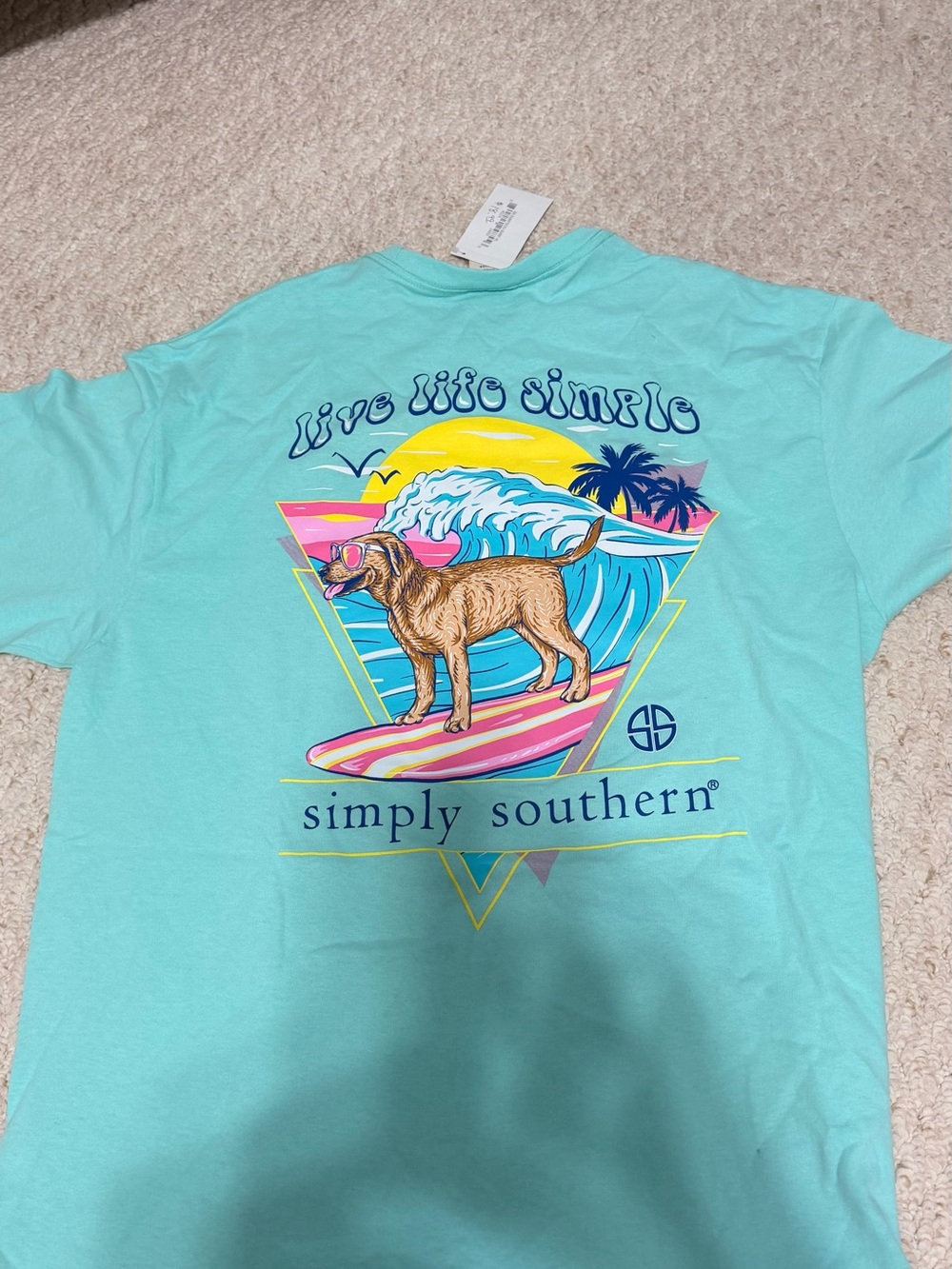 Simply Southern Aqua Surf Dog Graphic Short Sleeve Tee